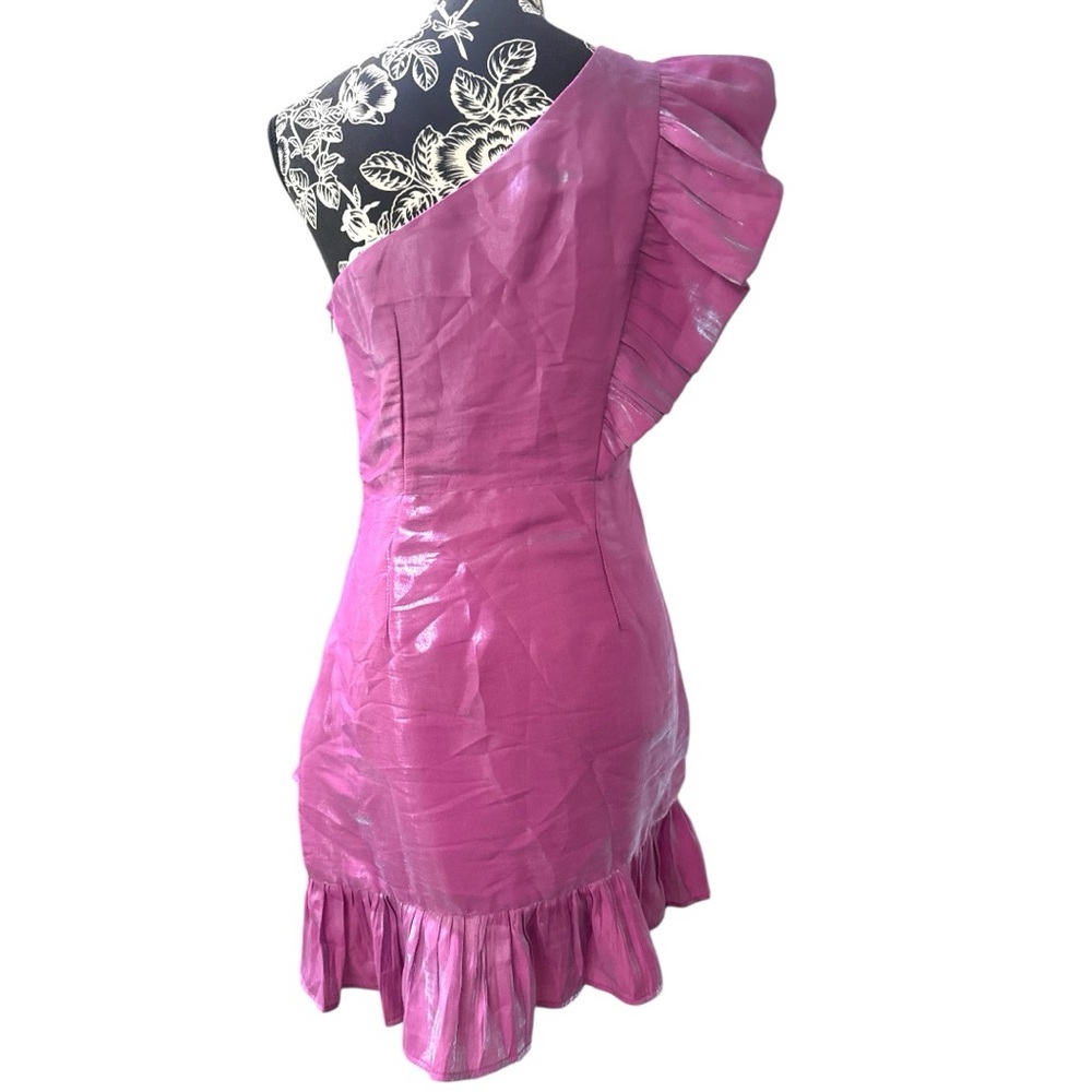 TCEC Pink One Shoulder Ruffle Cocktail Dress Small NWOT - Picture 3 of 6